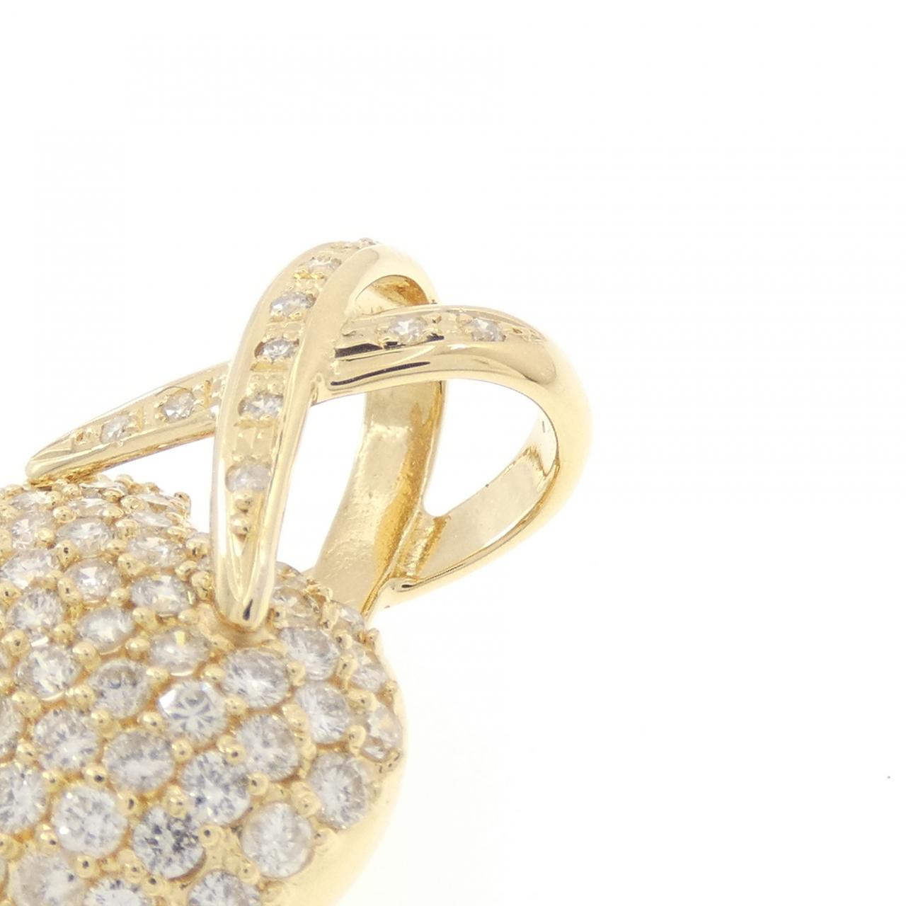 K18YG ハート パヴェ ダイヤモンド ペンダント 2.50CT