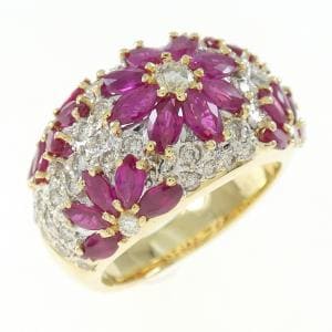 K18YG/K18WG ルビー リング 3.00CT