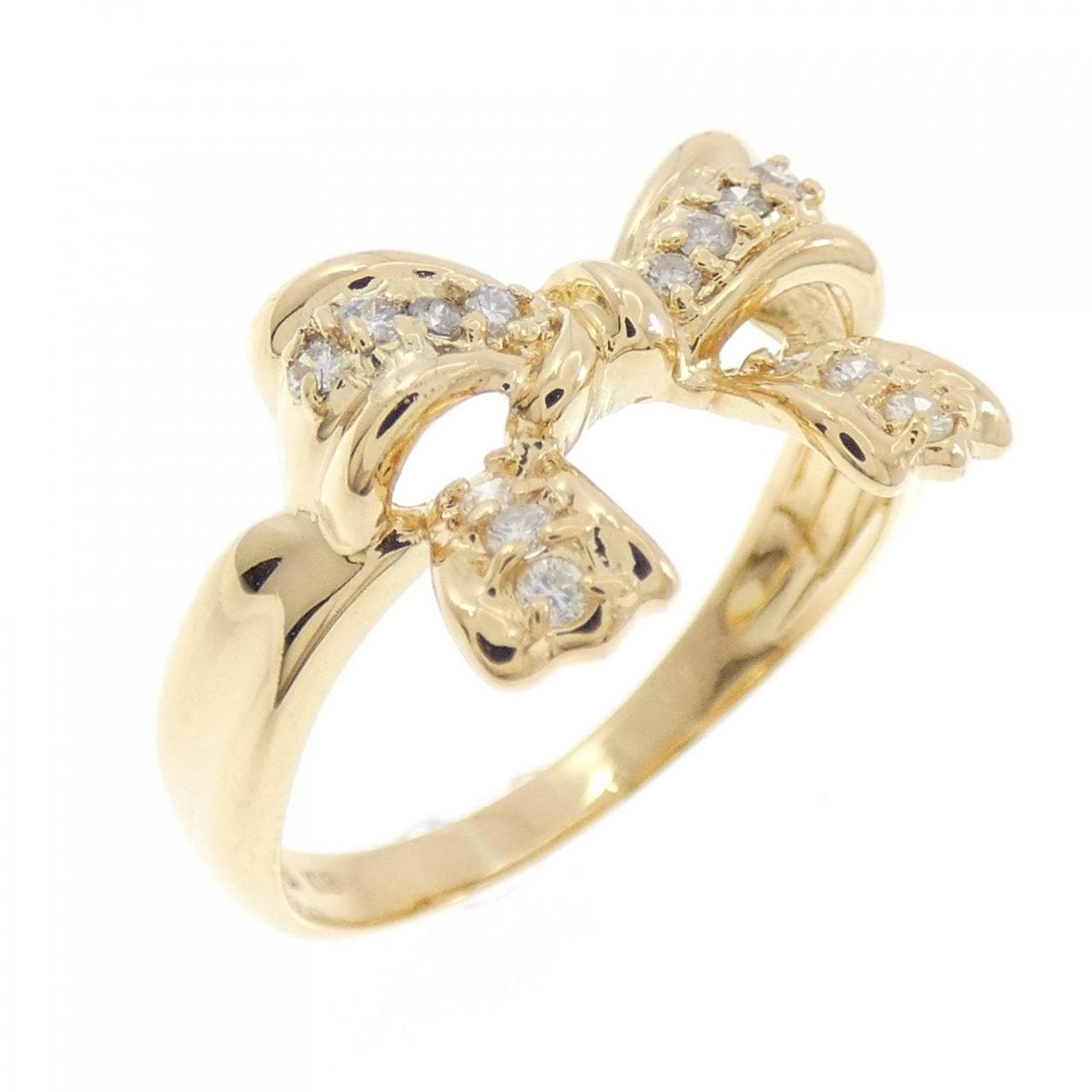 K18YG リボン ダイヤモンド リング 0.17CT