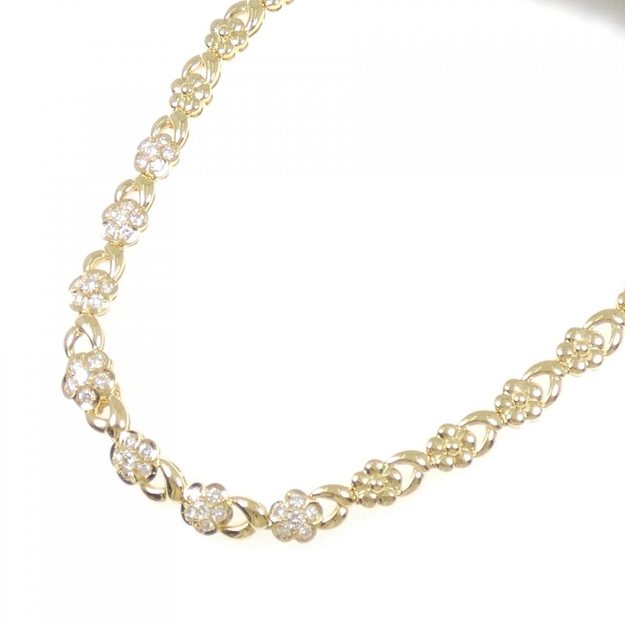 K18YG フラワー ダイヤモンド ネックレス 2.45CT