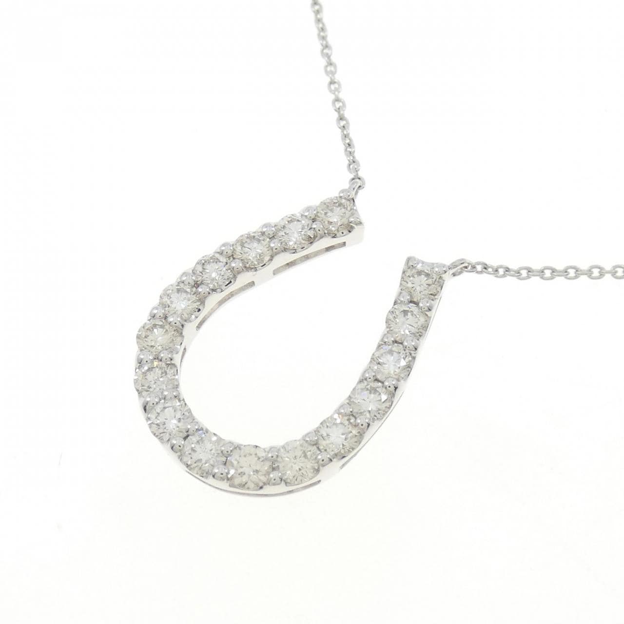 K18WG ホースシュー ダイヤモンド ネックレス 1.05CT