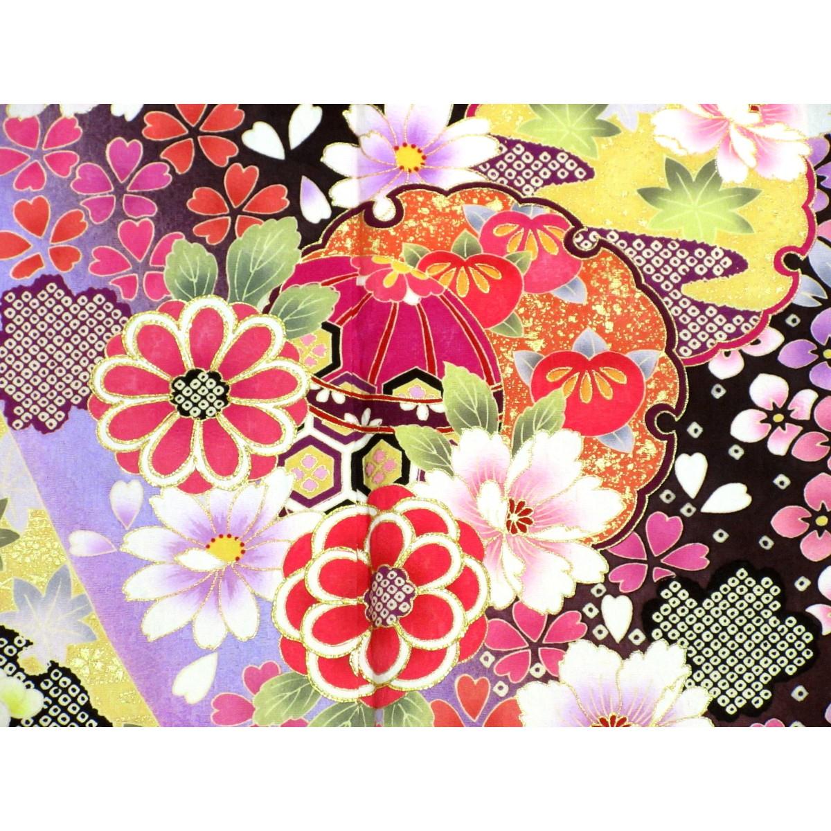 振袖　友禅金彩加工　刺繍入り　ボカシ染