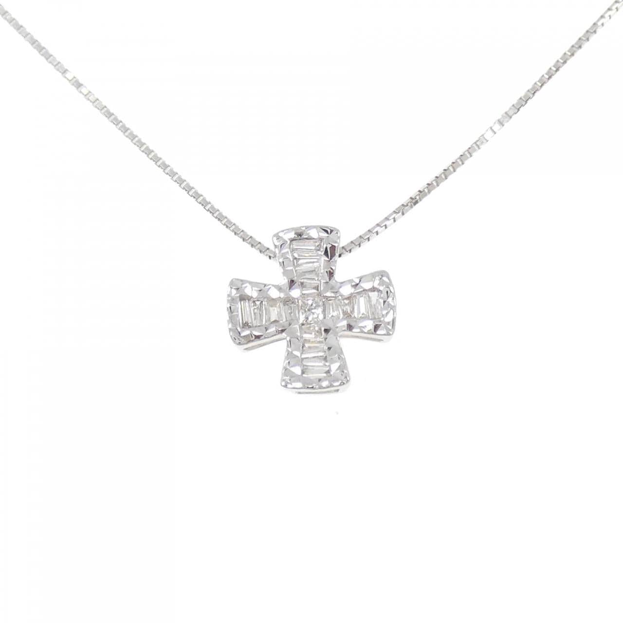 K18WG クロス ダイヤモンド ネックレス 0.20CT