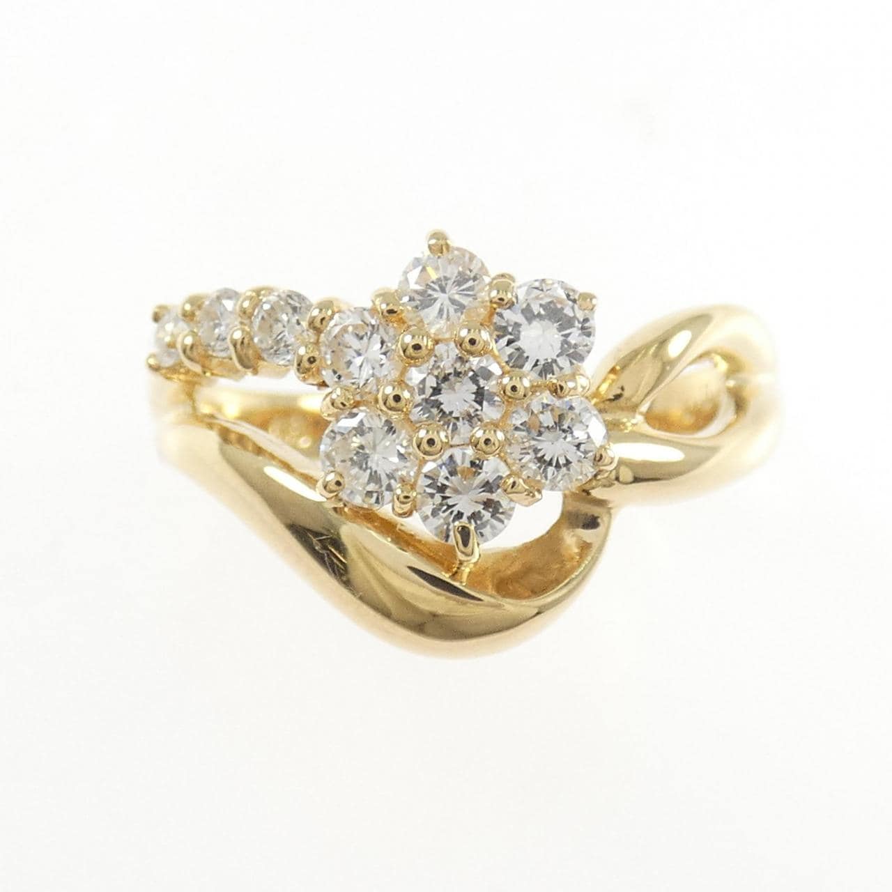 K18YG フラワー ダイヤモンド リング 0.53CT