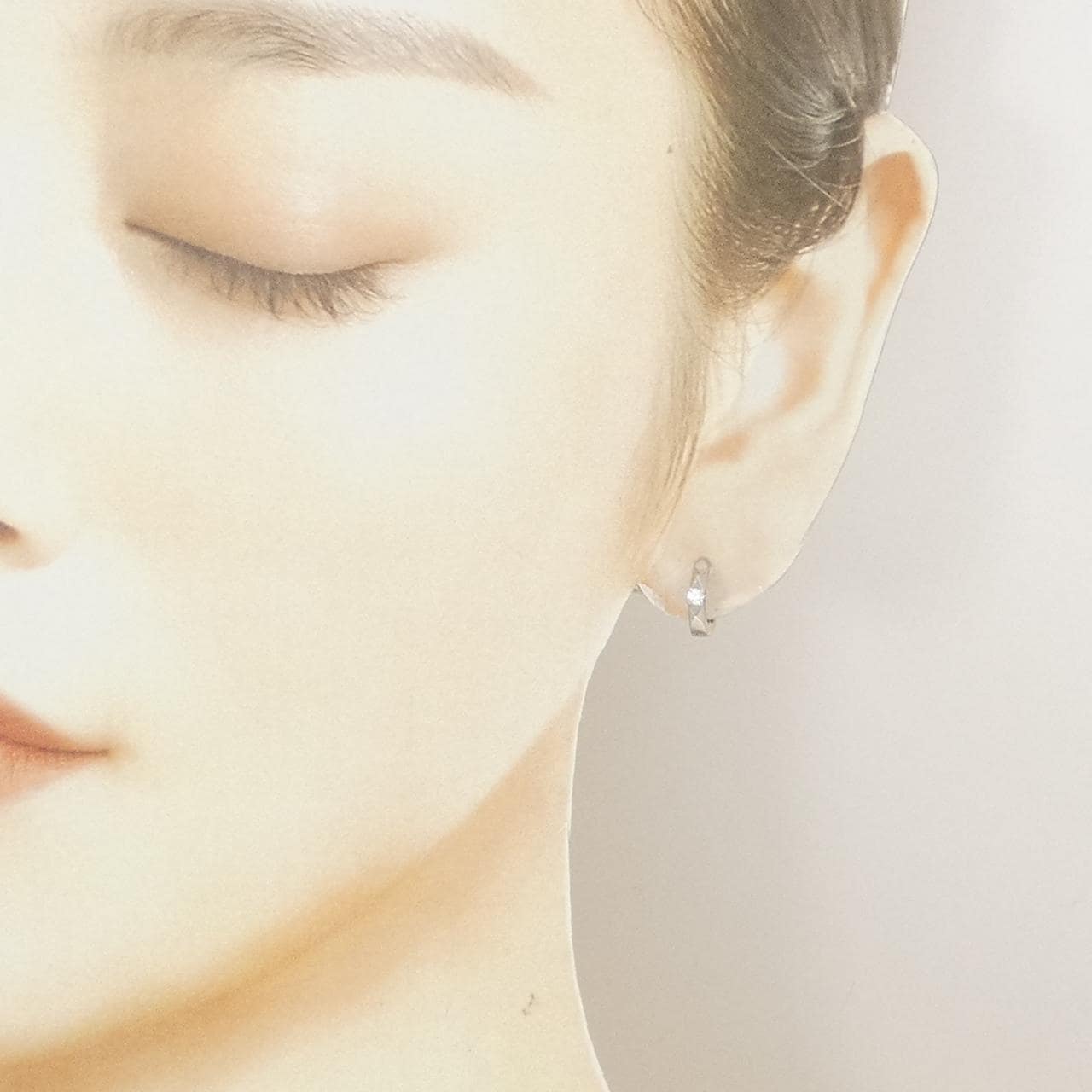 K18YG/PT900 ダイヤモンド イヤリング 0.06CT