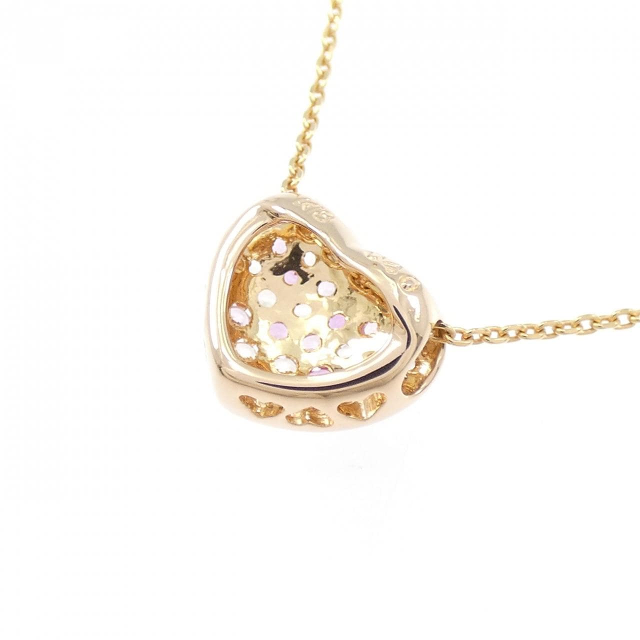 K18PG ハート サファイヤ ネックレス 0.40CT