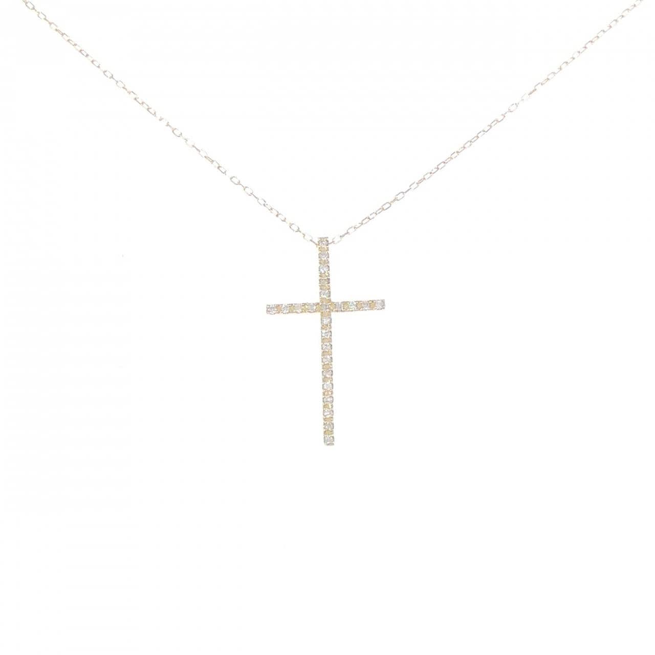 K18YG クロス ダイヤモンド ネックレス 0.10CT