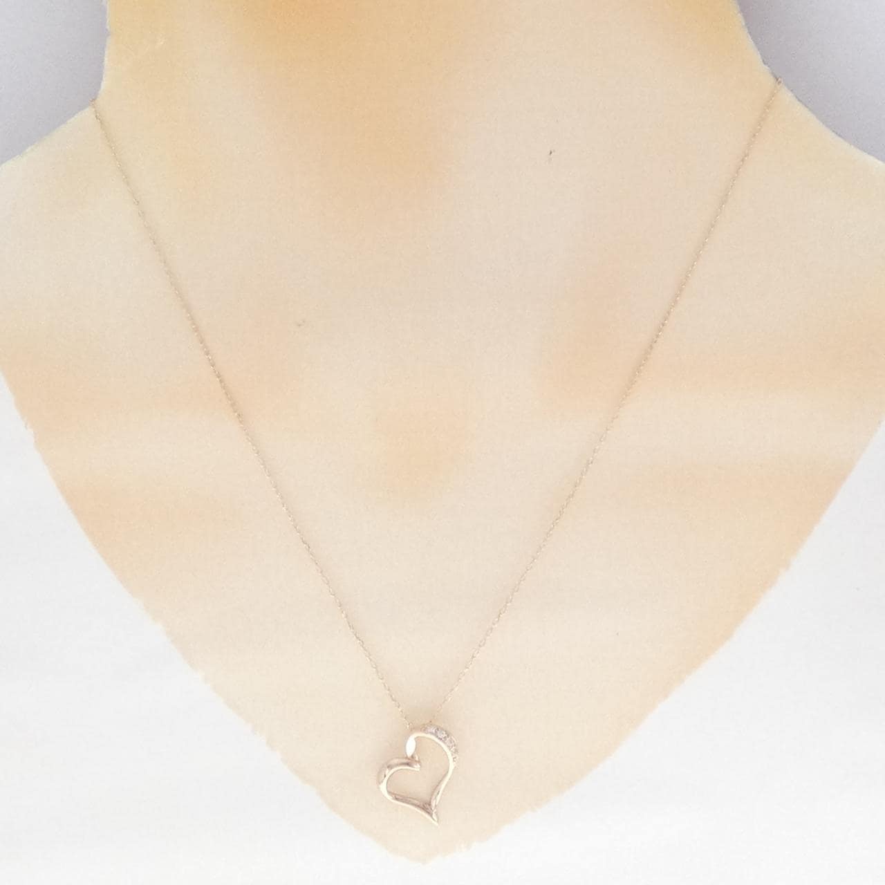 K10PG ハート ダイヤモンド ネックレス