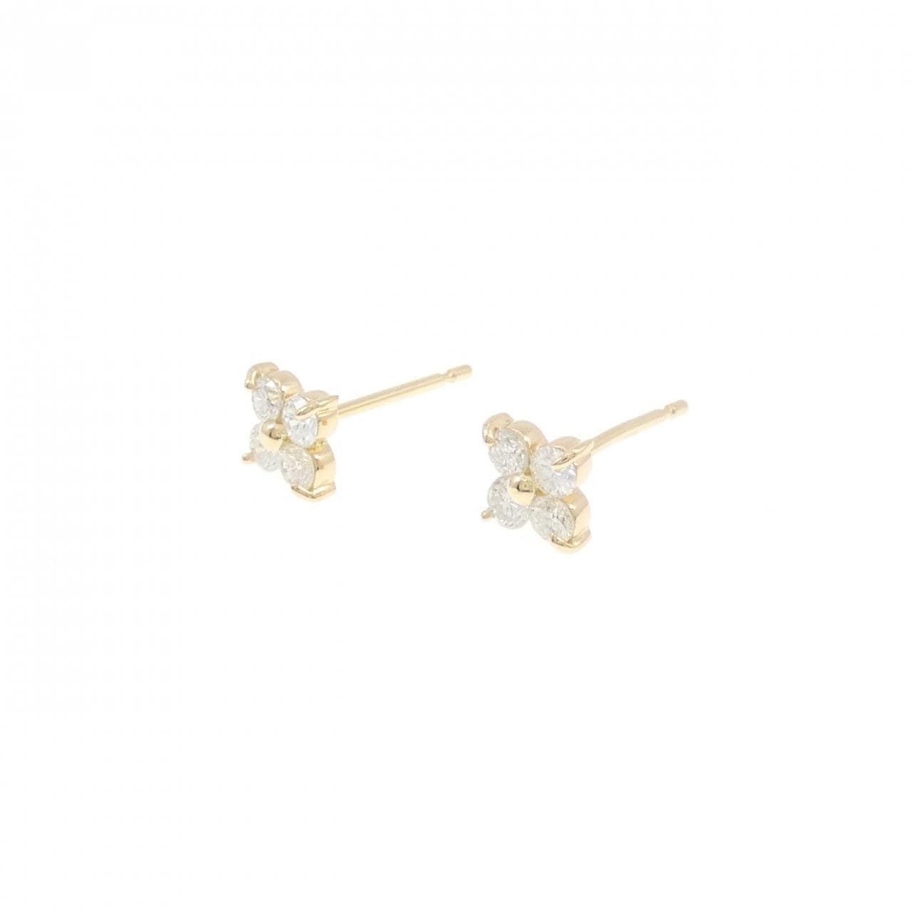 【リメイク】K18YG フラワー ダイヤモンド ピアス 0.30CT