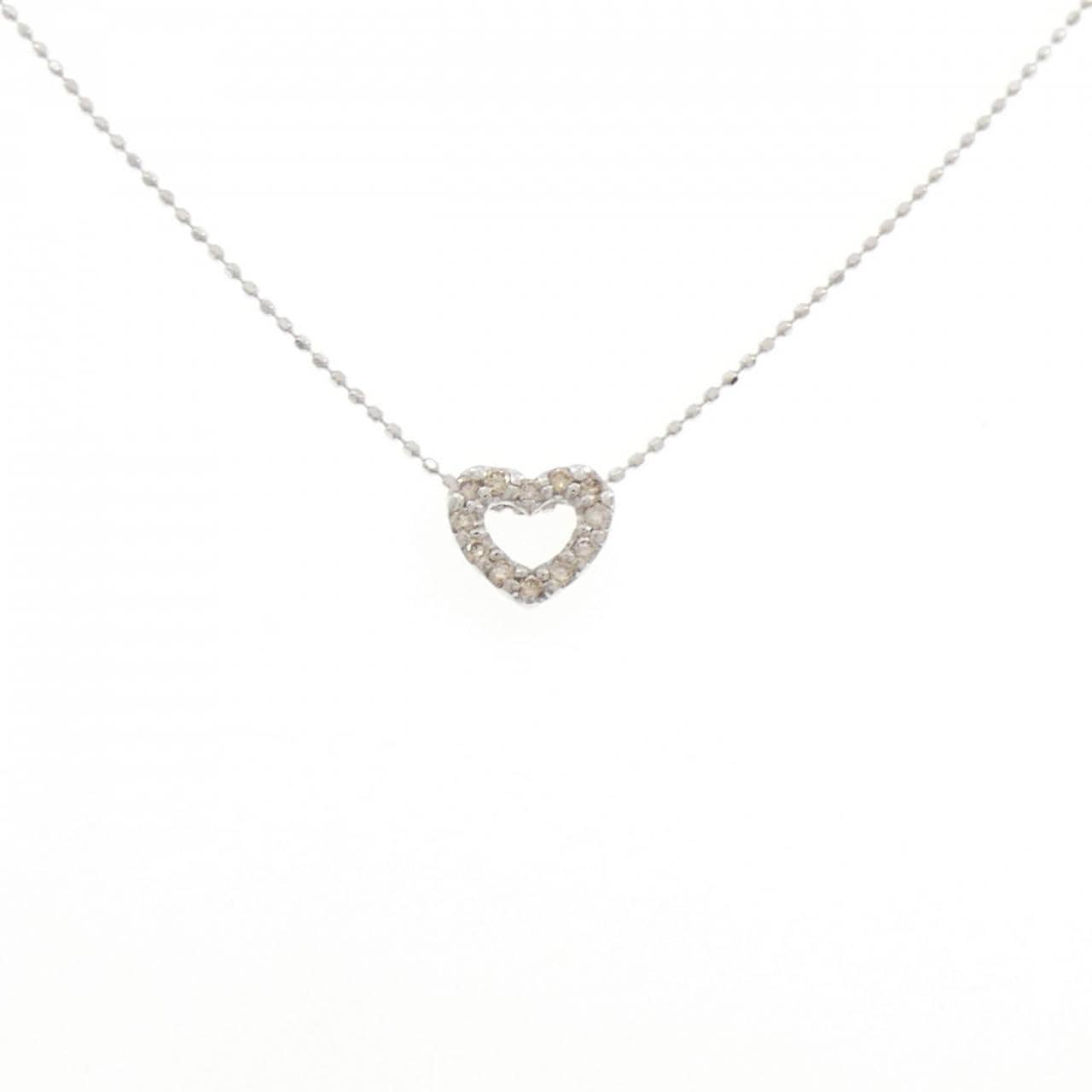 K18WG ハート ダイヤモンド ネックレス 0.15CT