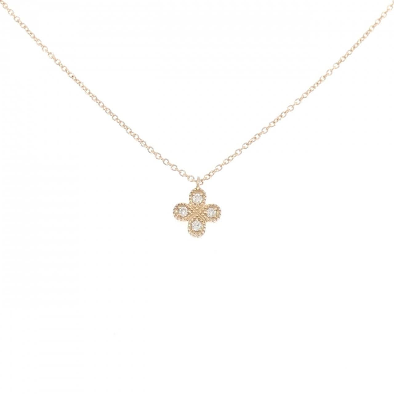 K18PG Flower Diamond Necklace 0.04CT