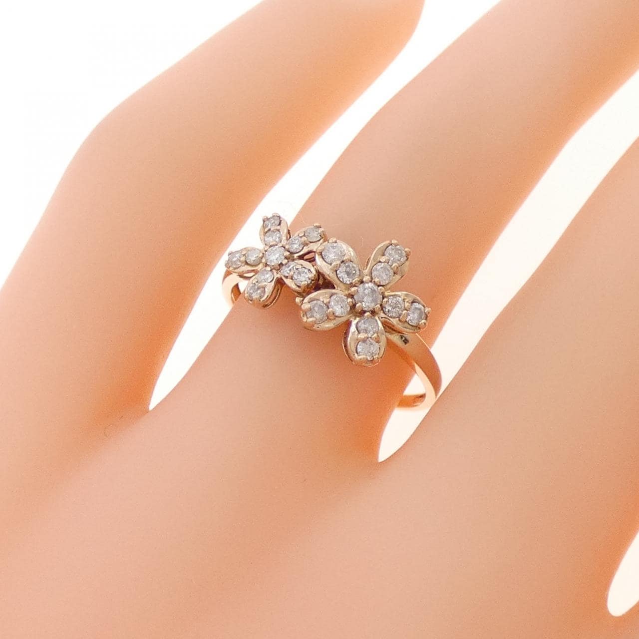 K14PG フラワー ダイヤモンド リング 0.30CT