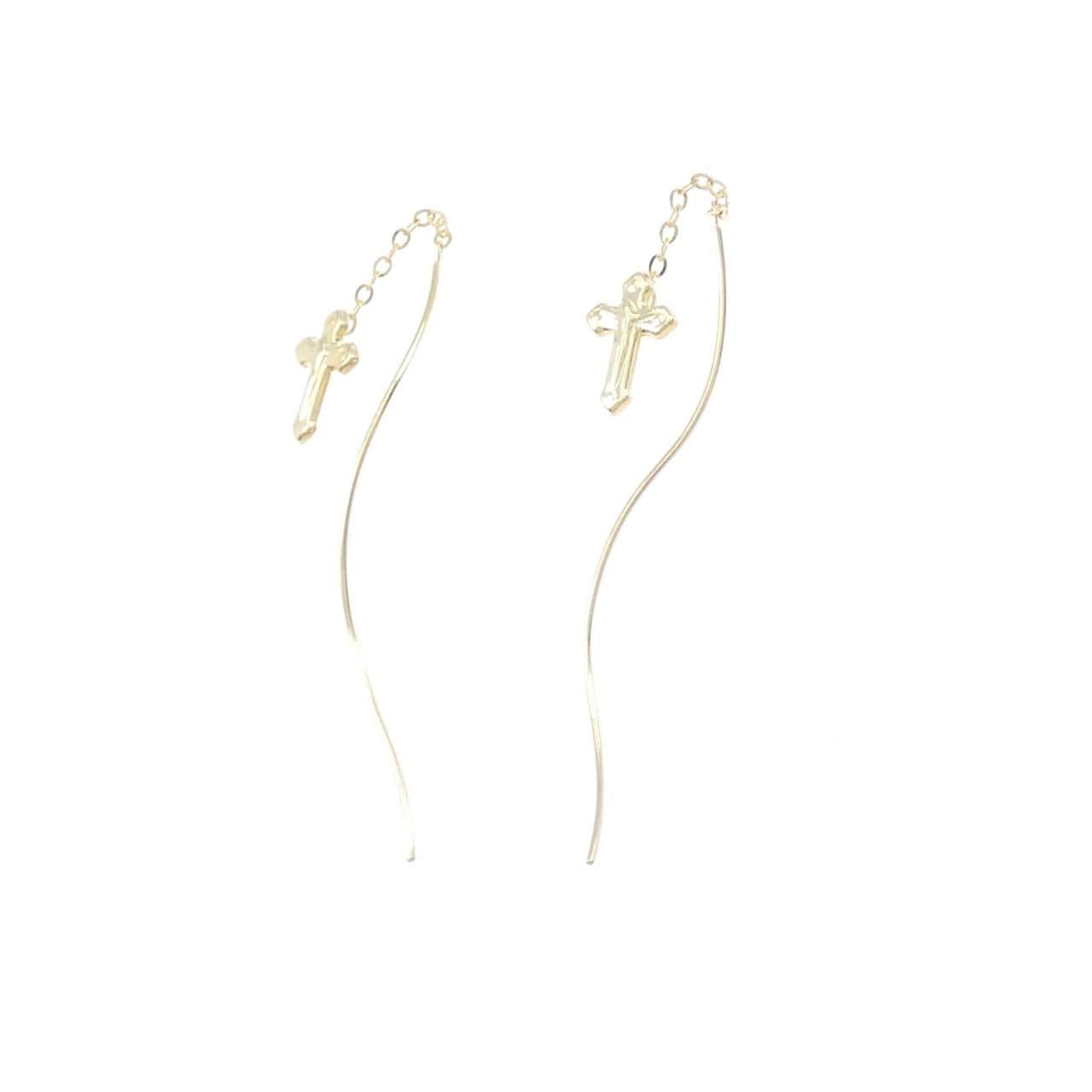 750YG クロス ピアス