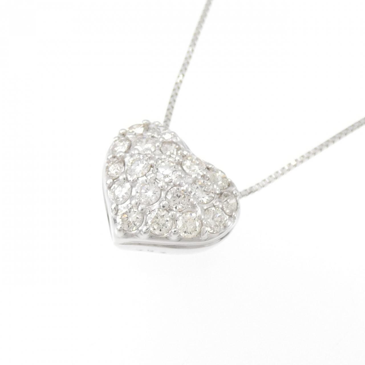 K18WG ハート パヴェ ダイヤモンド ネックレス 0.50CT