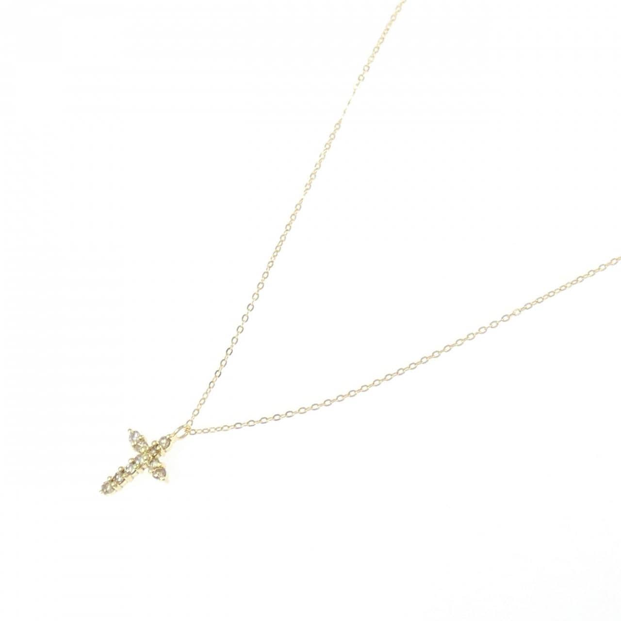K18YG クロス ダイヤモンド ネックレス 0.1CT