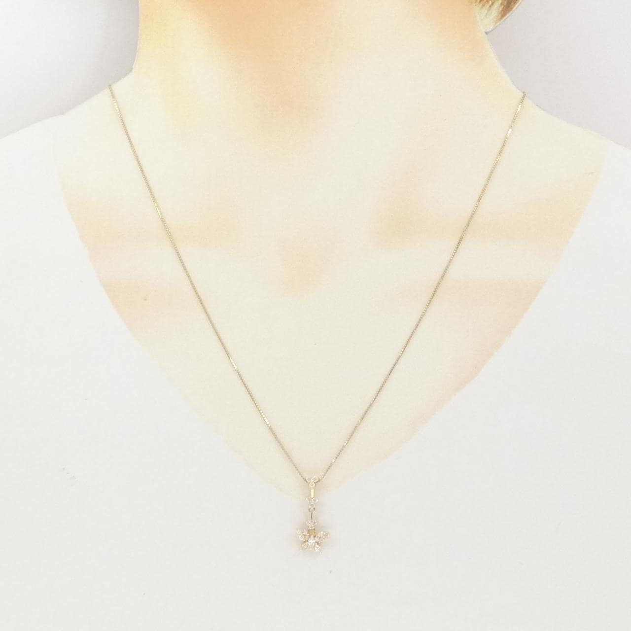 K18YG バタフライ ダイヤモンド ネックレス 0.37CT