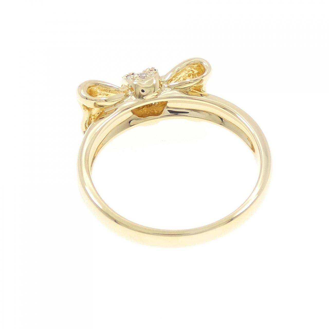 K18YG ribbon Diamond ring 0.09CT