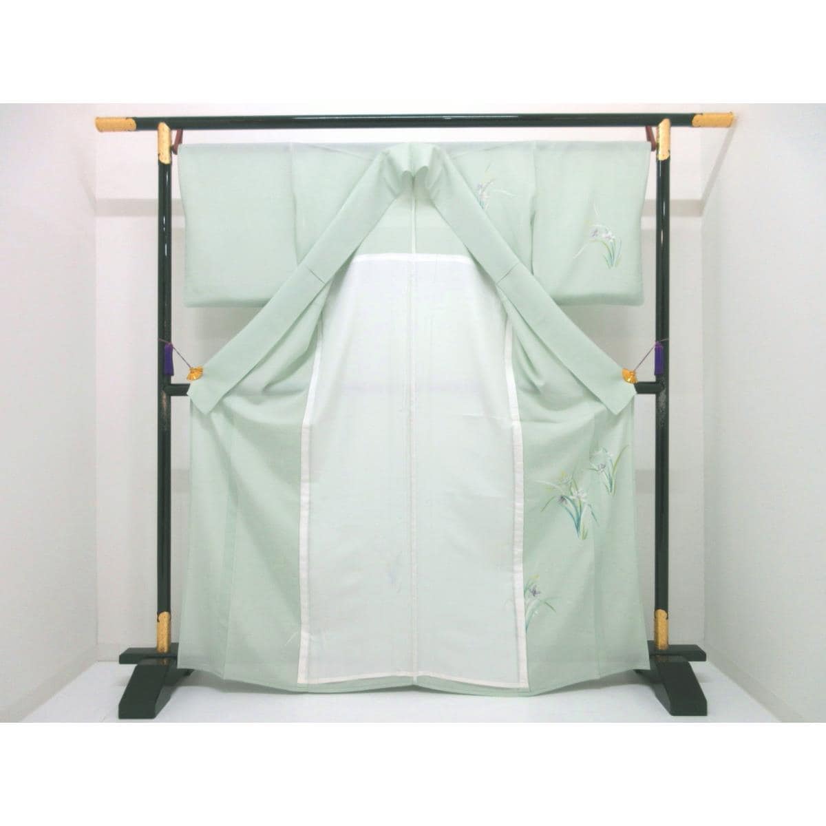 単衣　駒絽訪問着　友禅銀彩加工