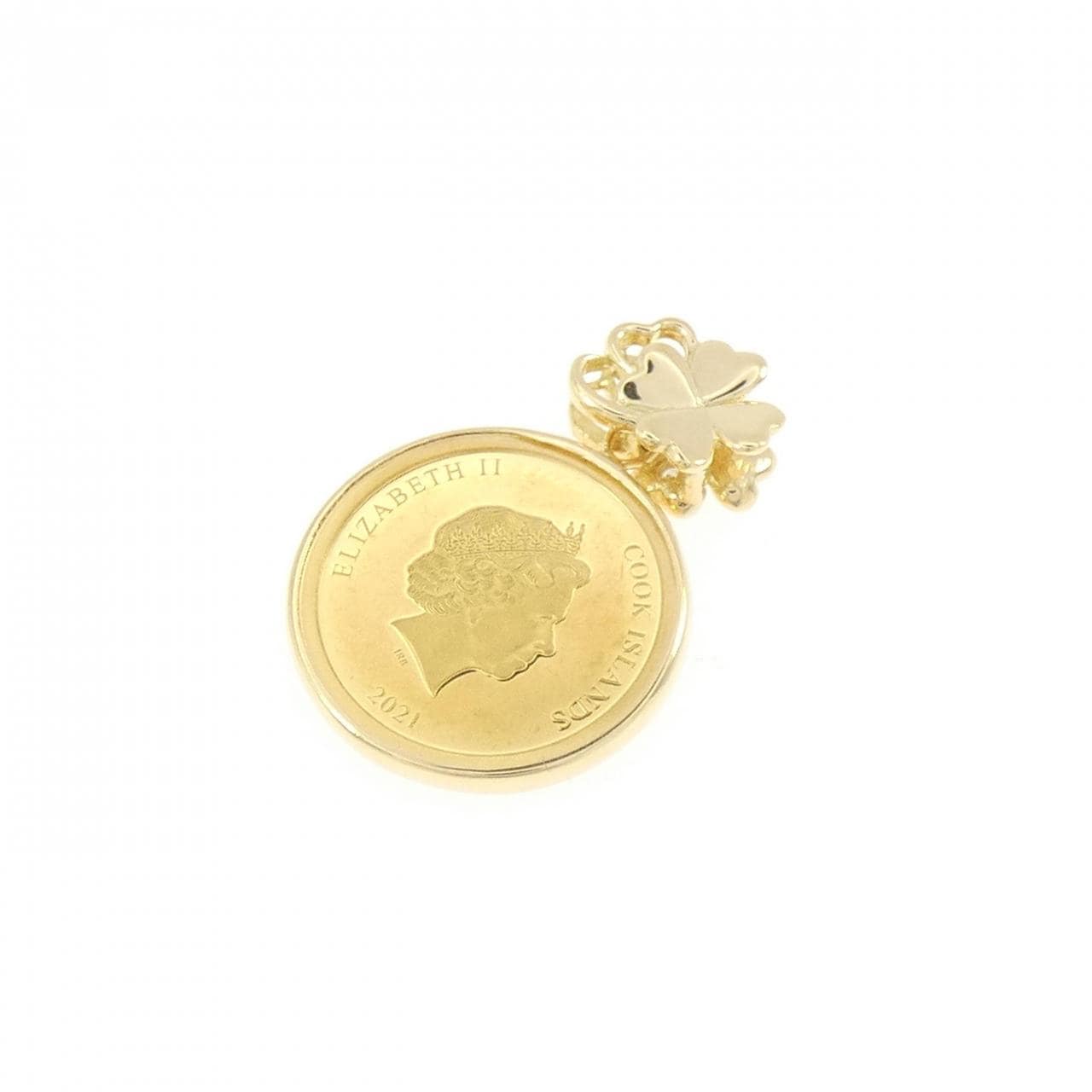K18YG(枠) ダイヤモンド コイン ペンダント 0.01CT