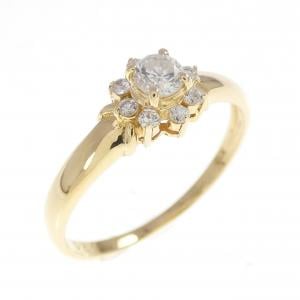 K18YG フラワー ダイヤモンド リング 0.20CT