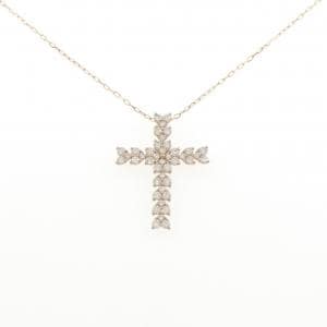 K18PG クロス×ハート ダイヤモンド ネックレス 1.00CT
