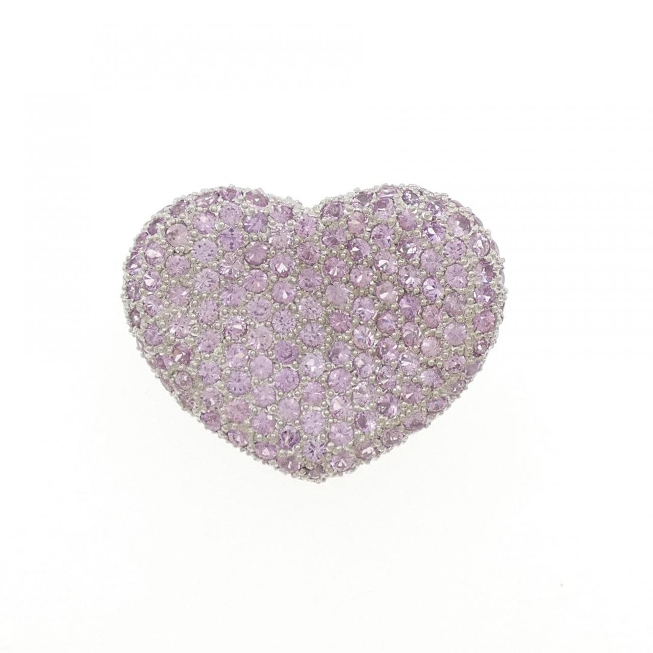 K18WG ハート サファイヤ ブローチ 6.37CT
