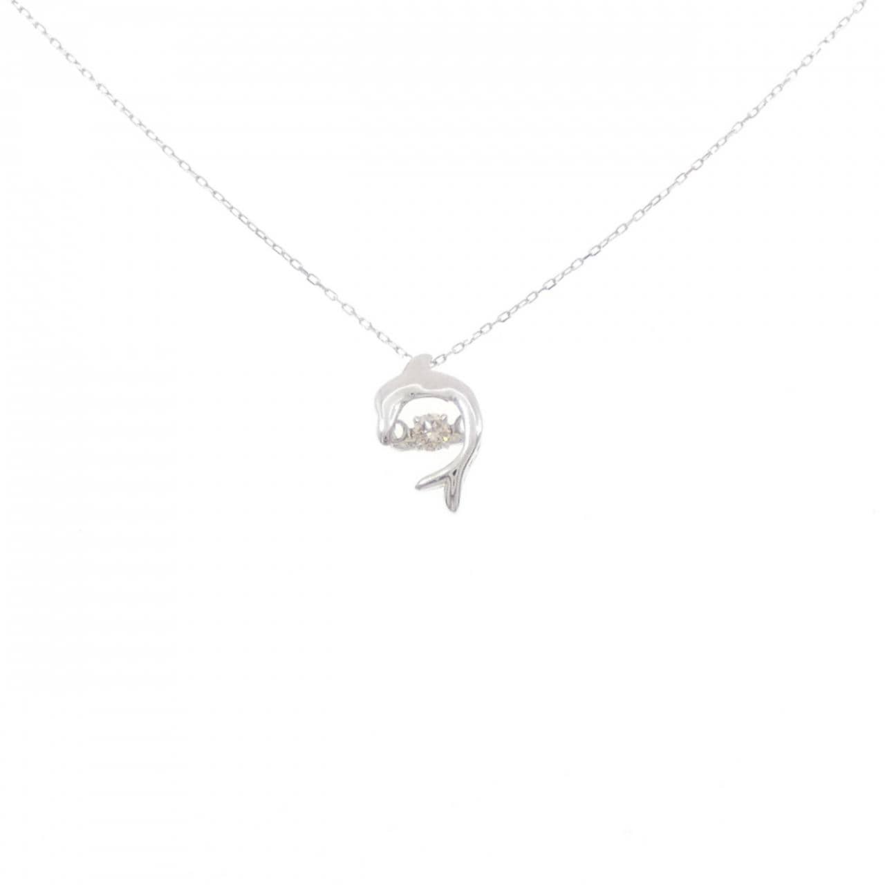 K10WG ドルフィン ダイヤモンド ネックレス 0.05CT