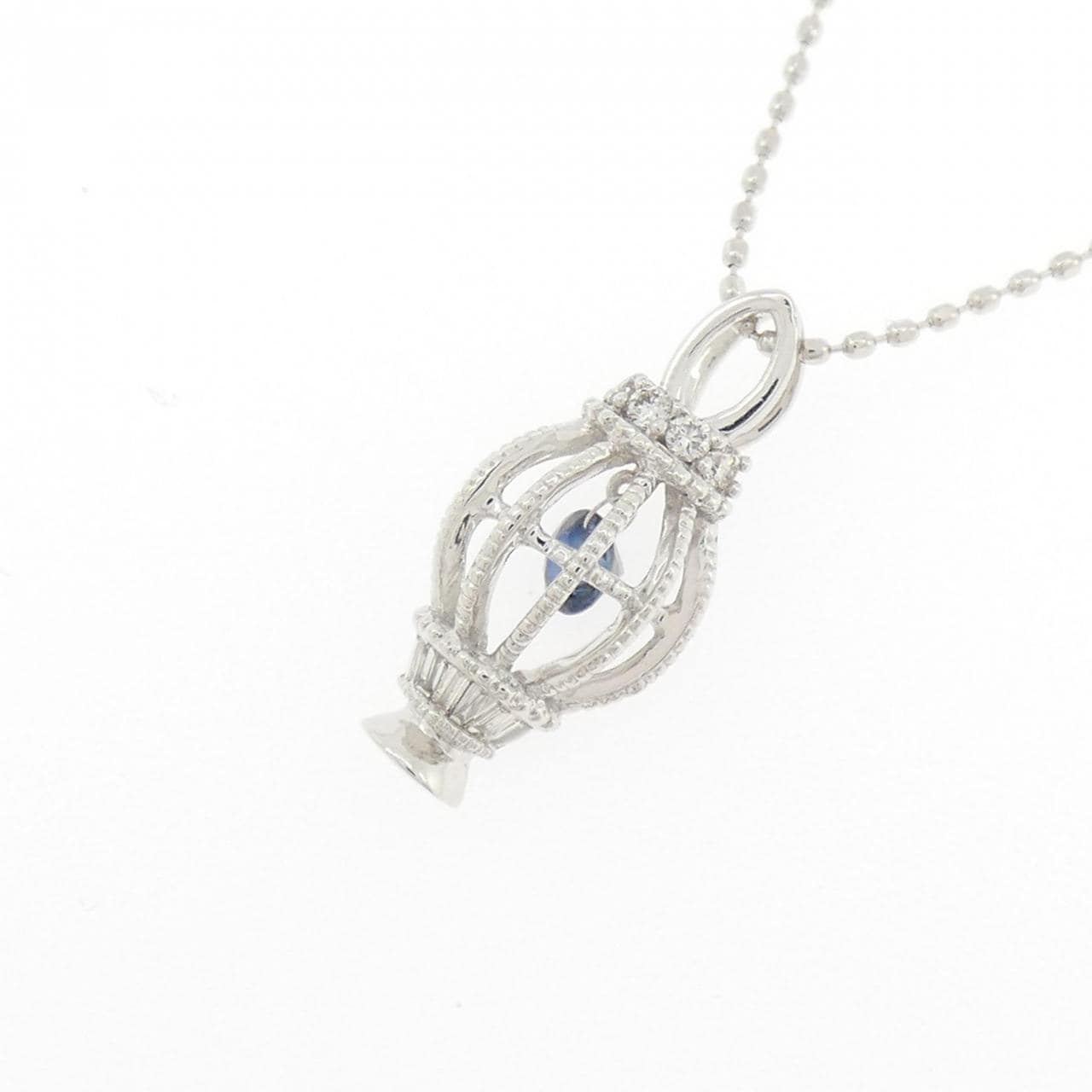K18WG サファイヤ ネックレス 0.15CT