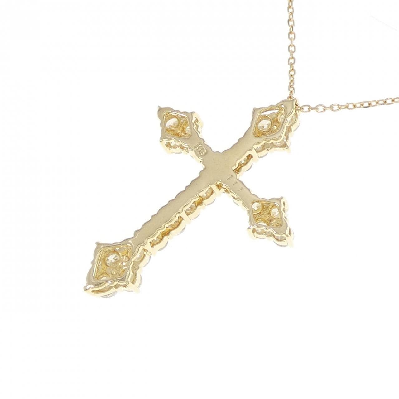 K18YG クロス ダイヤモンド ネックレス 1.11CT