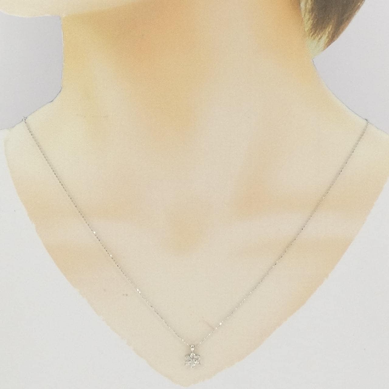 K18WG フラワー ダイヤモンド ネックレス 0.30CT