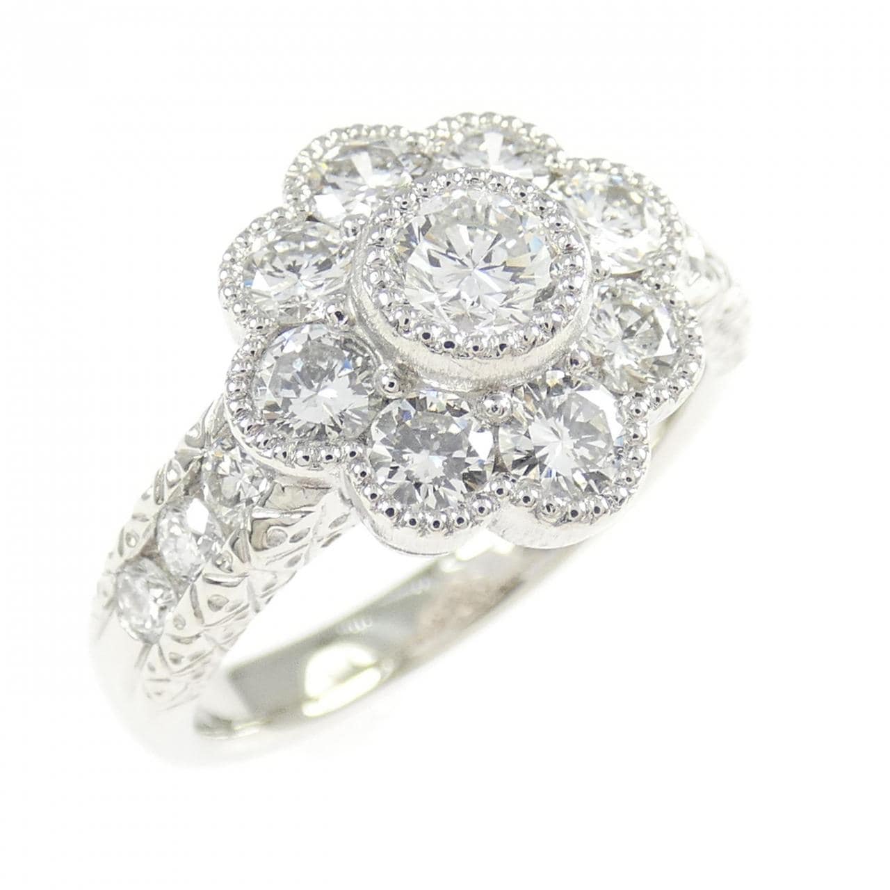 PT900 フラワー ダイヤモンド リング 0.23CT