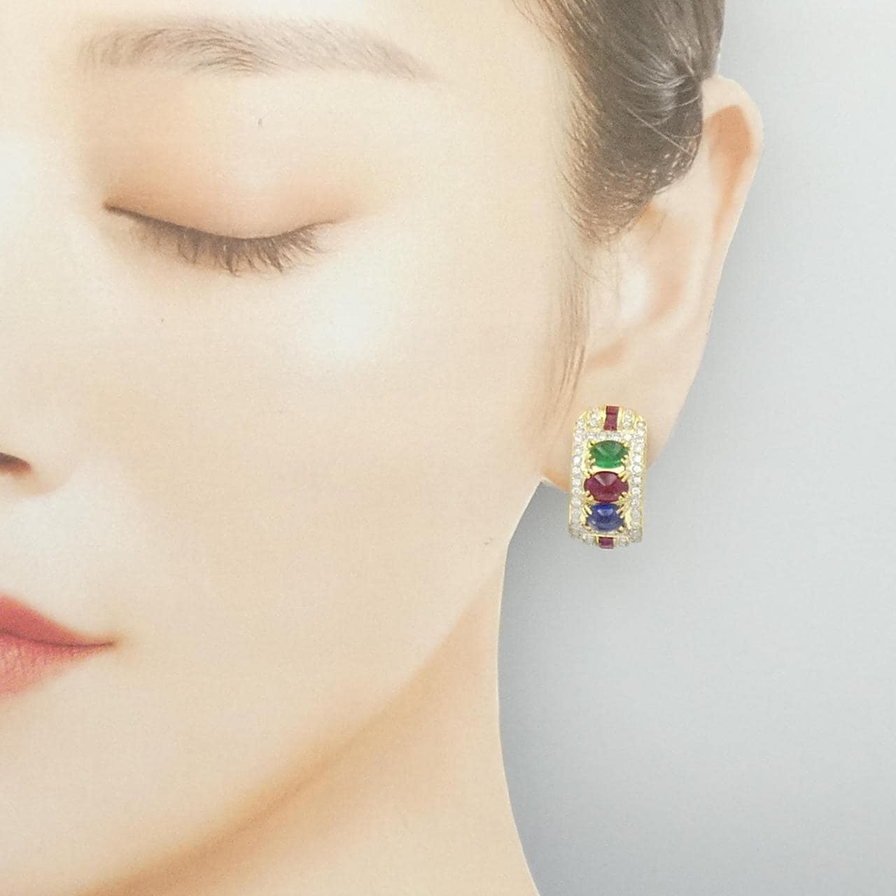 K18YG/K18WG カラーストーン イヤリング