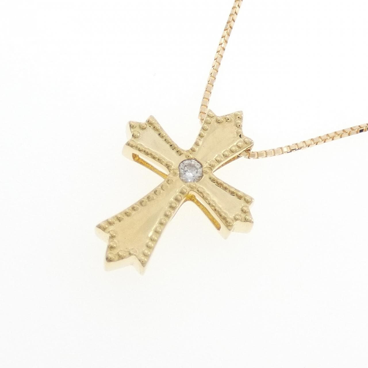 K18YG クロス ダイヤモンド ネックレス 0.03CT