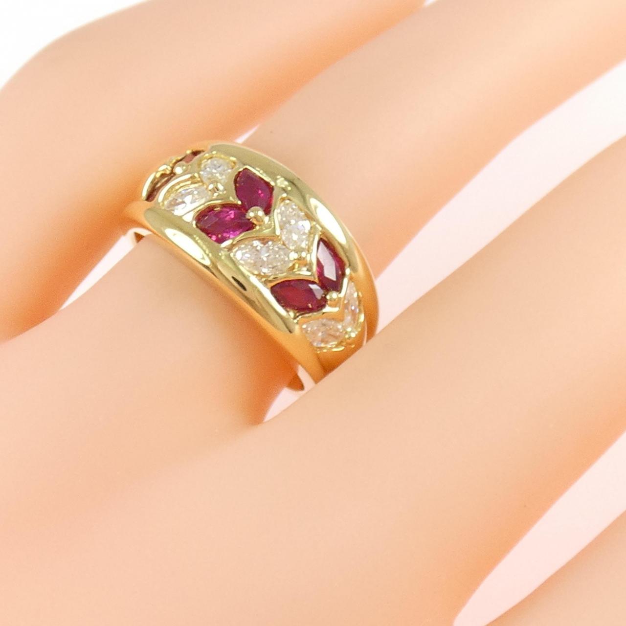 K18YG ルビー リング 0.72CT