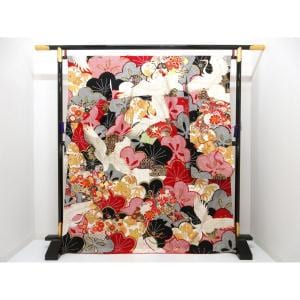 Furisode Yuzen gold color processing with embroidery