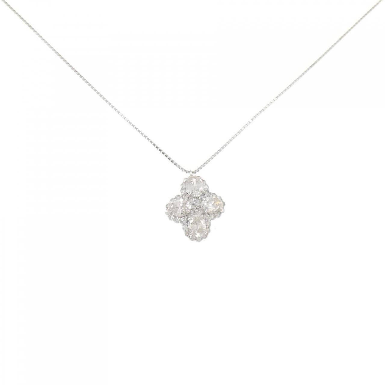 K18WG/PT850 ダイヤモンド ネックレス 1.234CT