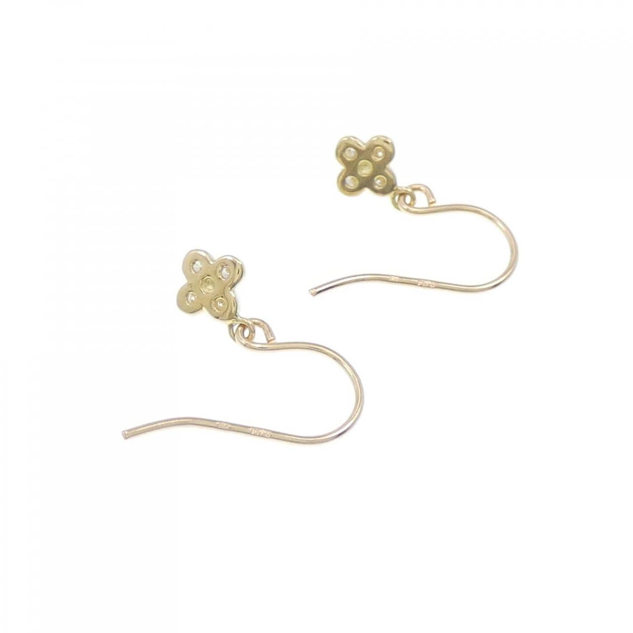 [Remake] K18YG Flower Diamond Earrings 0.08CT