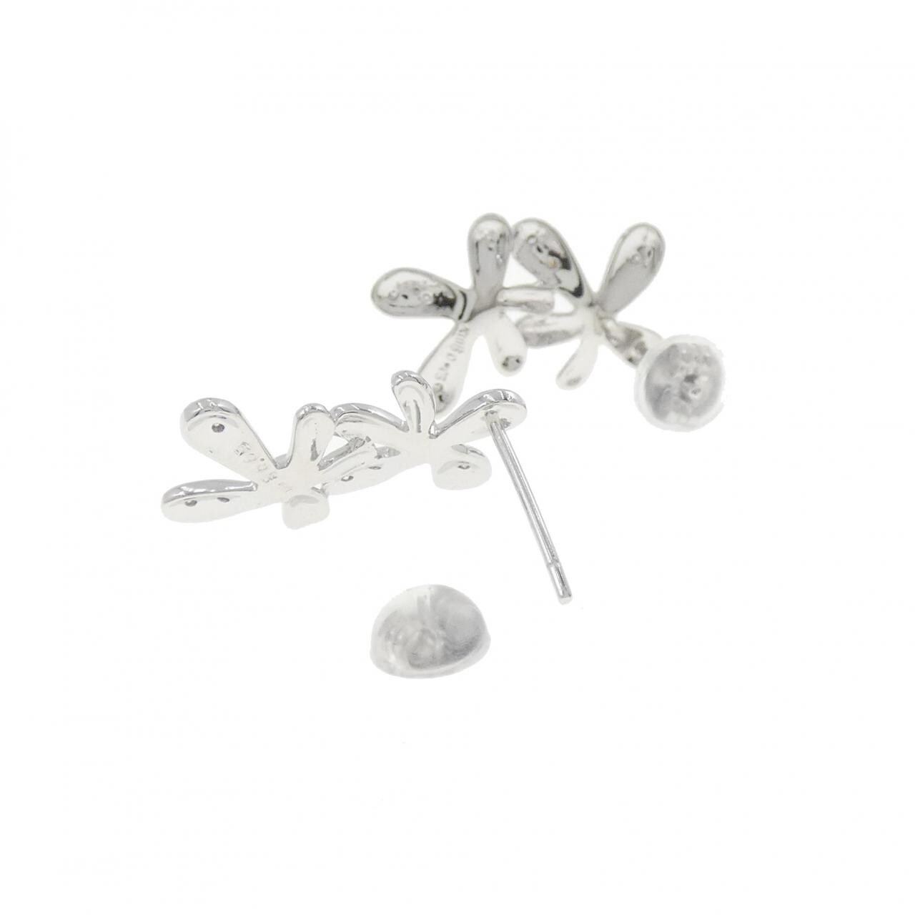 K18WG フラワー ダイヤモンド ピアス 0.10CT