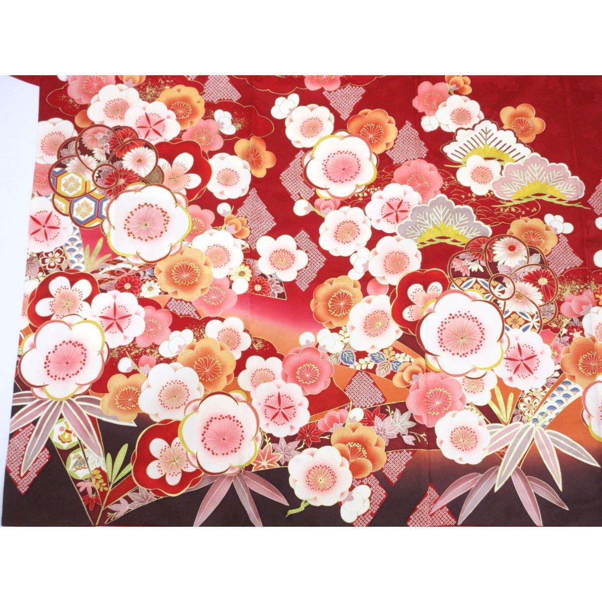 振袖　友禅金彩加工　刺繍入りボカシ染