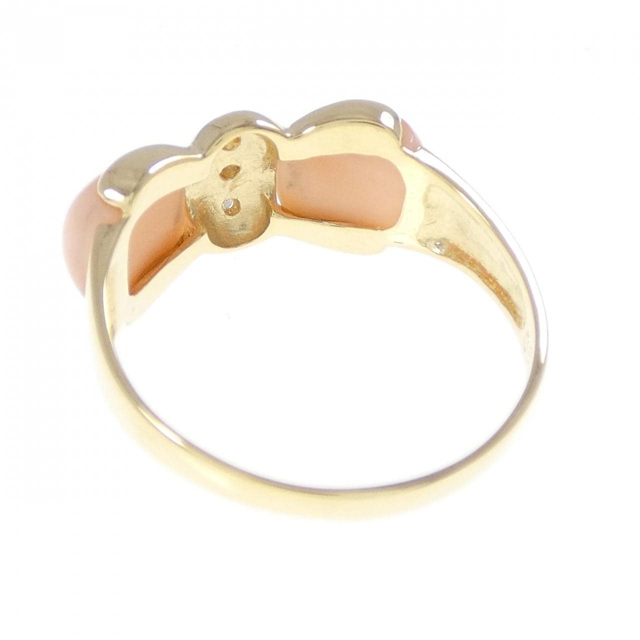 K18YG リボン サンゴ リング