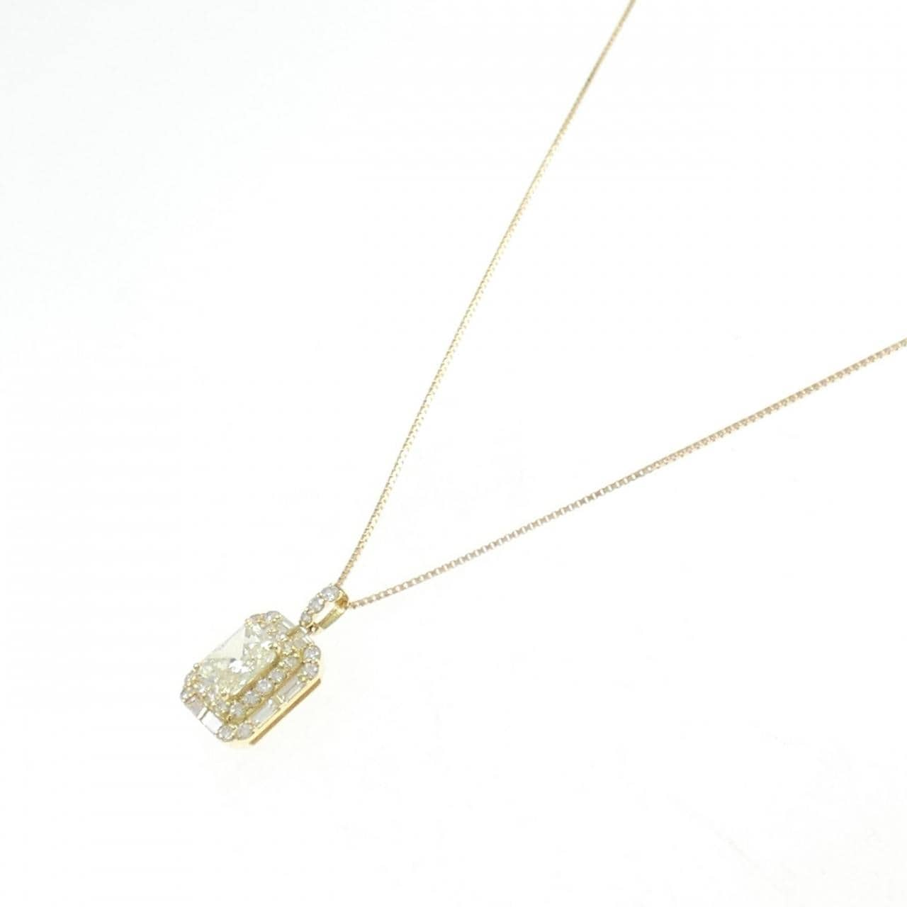 [BRAND NEW] K18YG Diamond Necklace 1.001CT VLY SI1 Fancy Cut