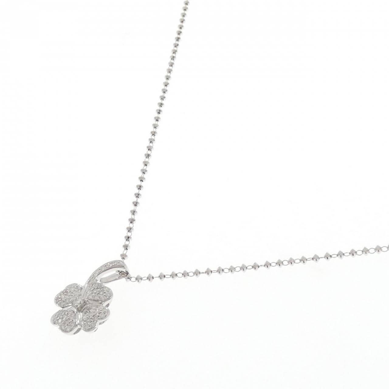 K18WG クローバー ダイヤモンド ネックレス 0.40CT