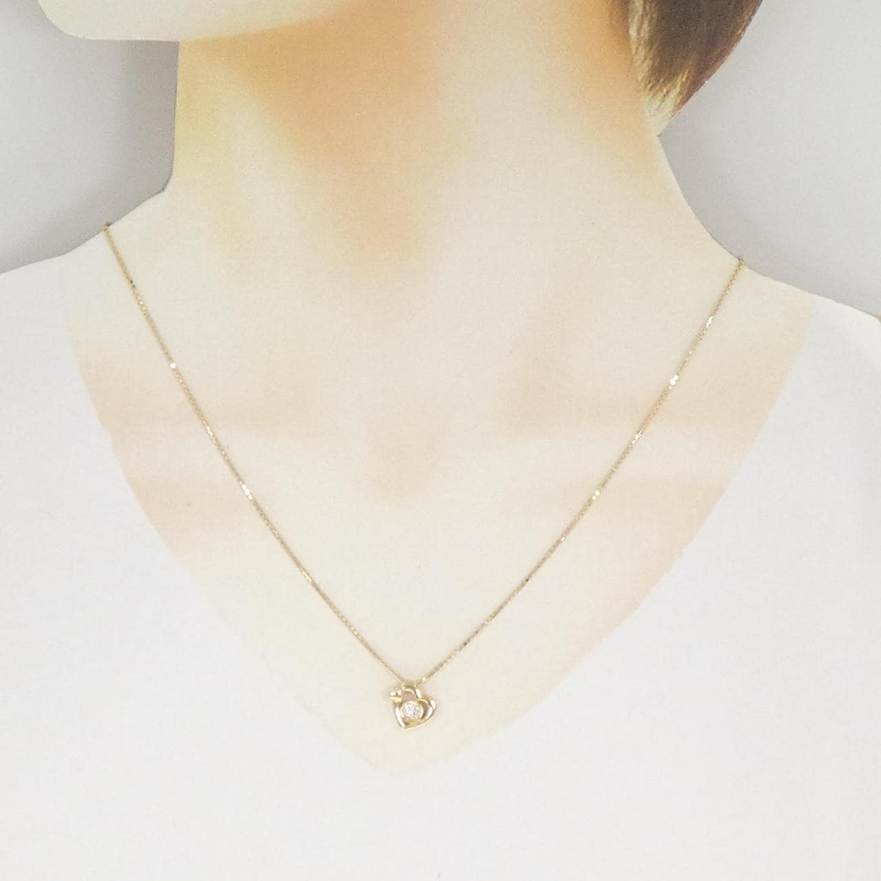 K18YG ハート ダイヤモンド ネックレス 0.10CT