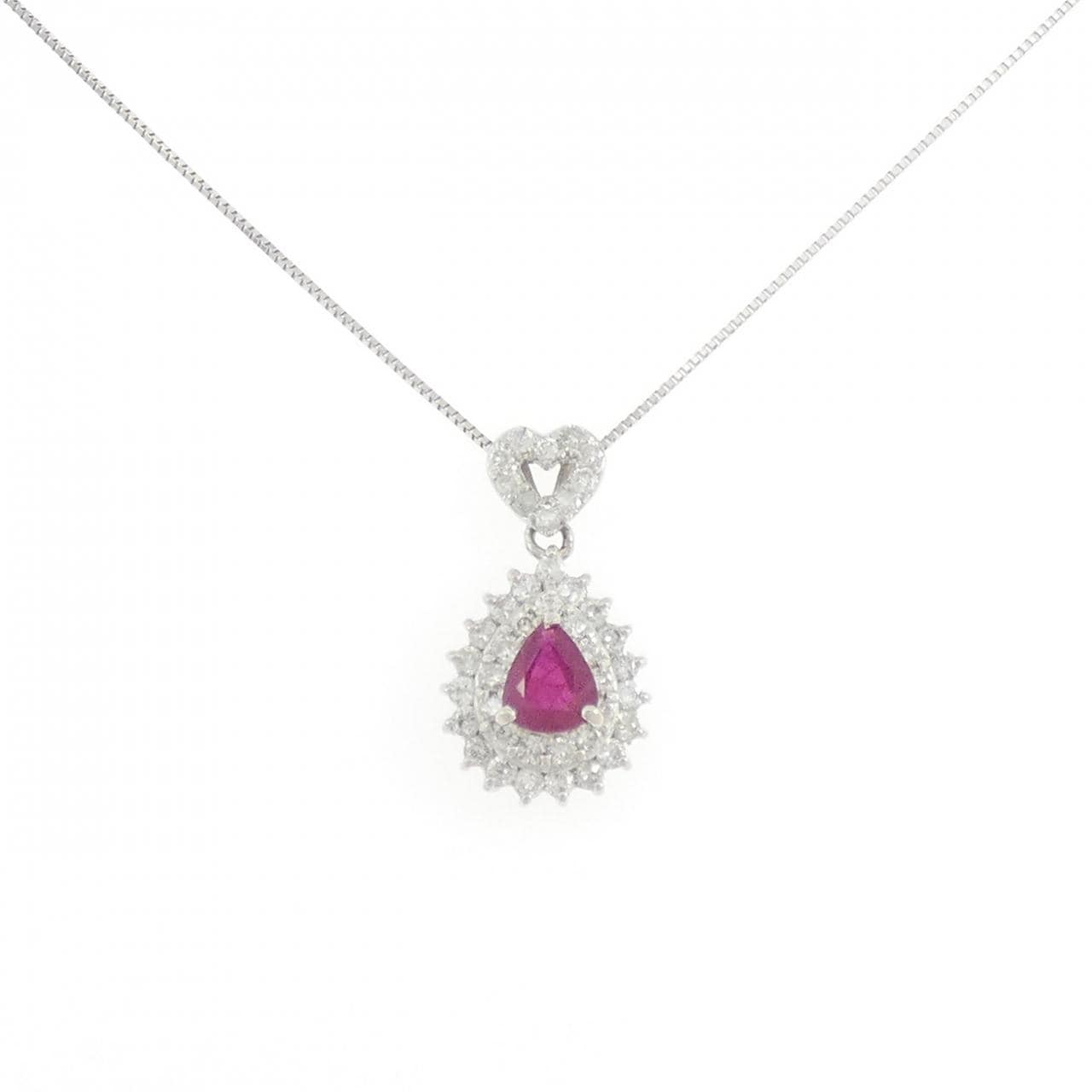 PT900/PT850 ルビー ネックレス 1.01CT