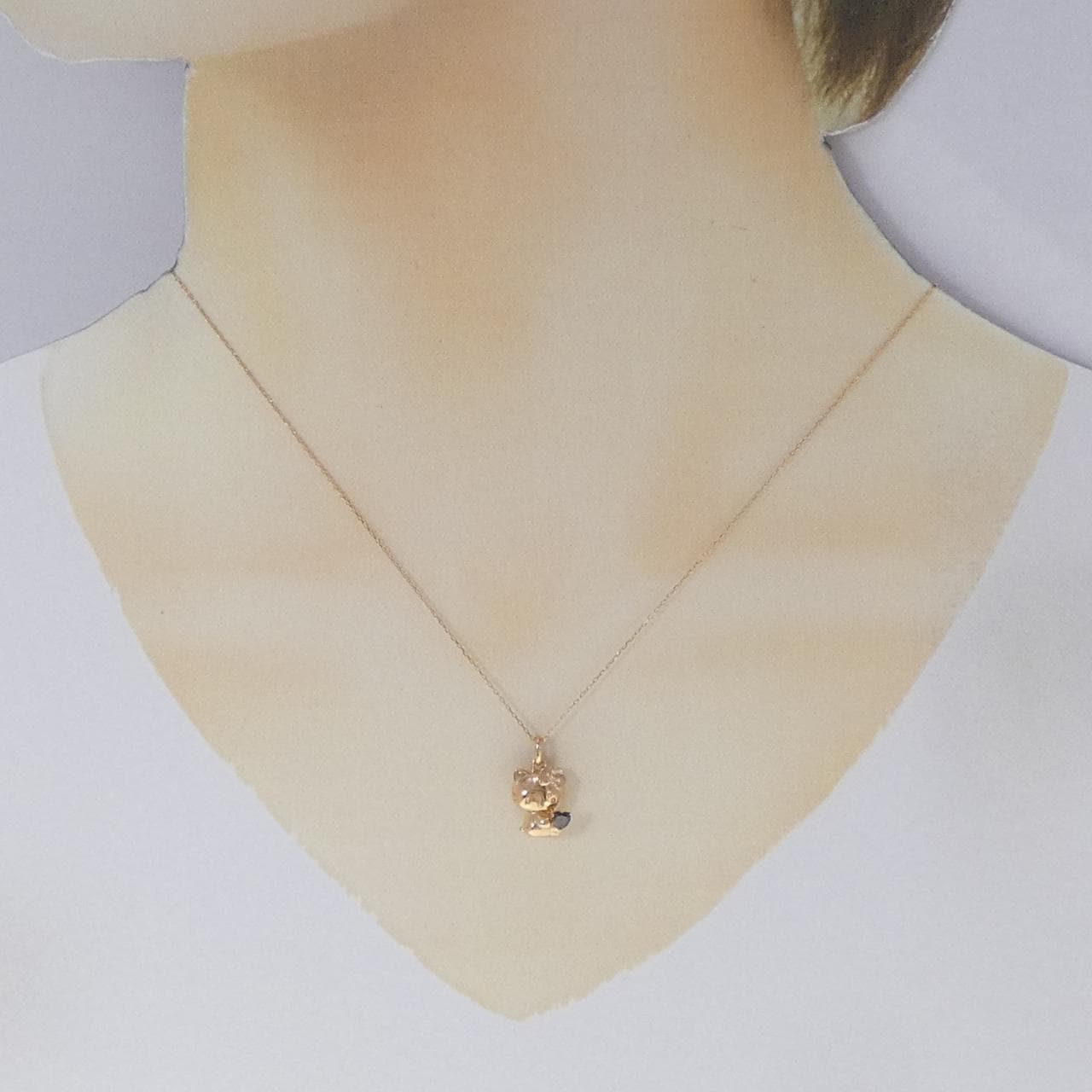 K18PG 貓鑽石項鍊 0.10CT