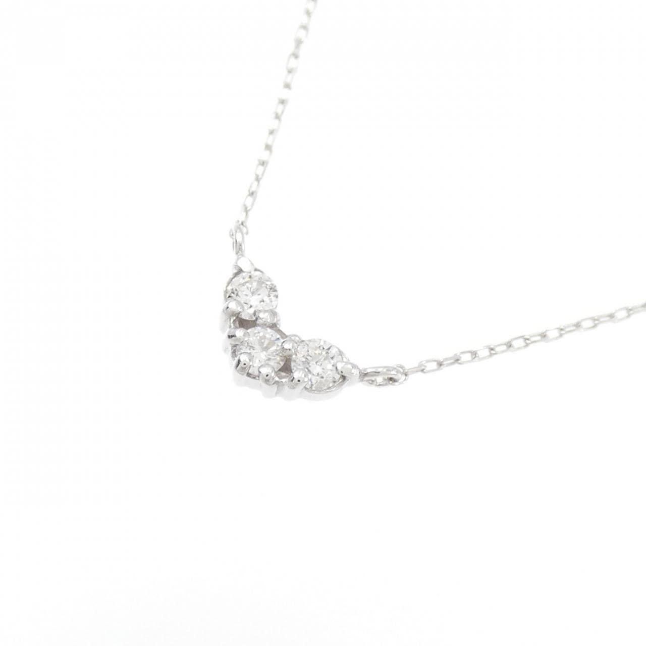 K18WG ハート ダイヤモンド ネックレス 0.10CT