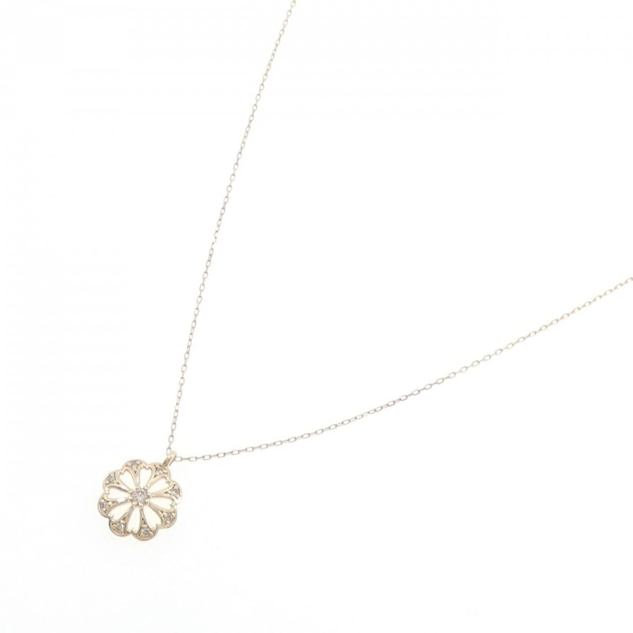 K10YG フラワー ダイヤモンド ネックレス