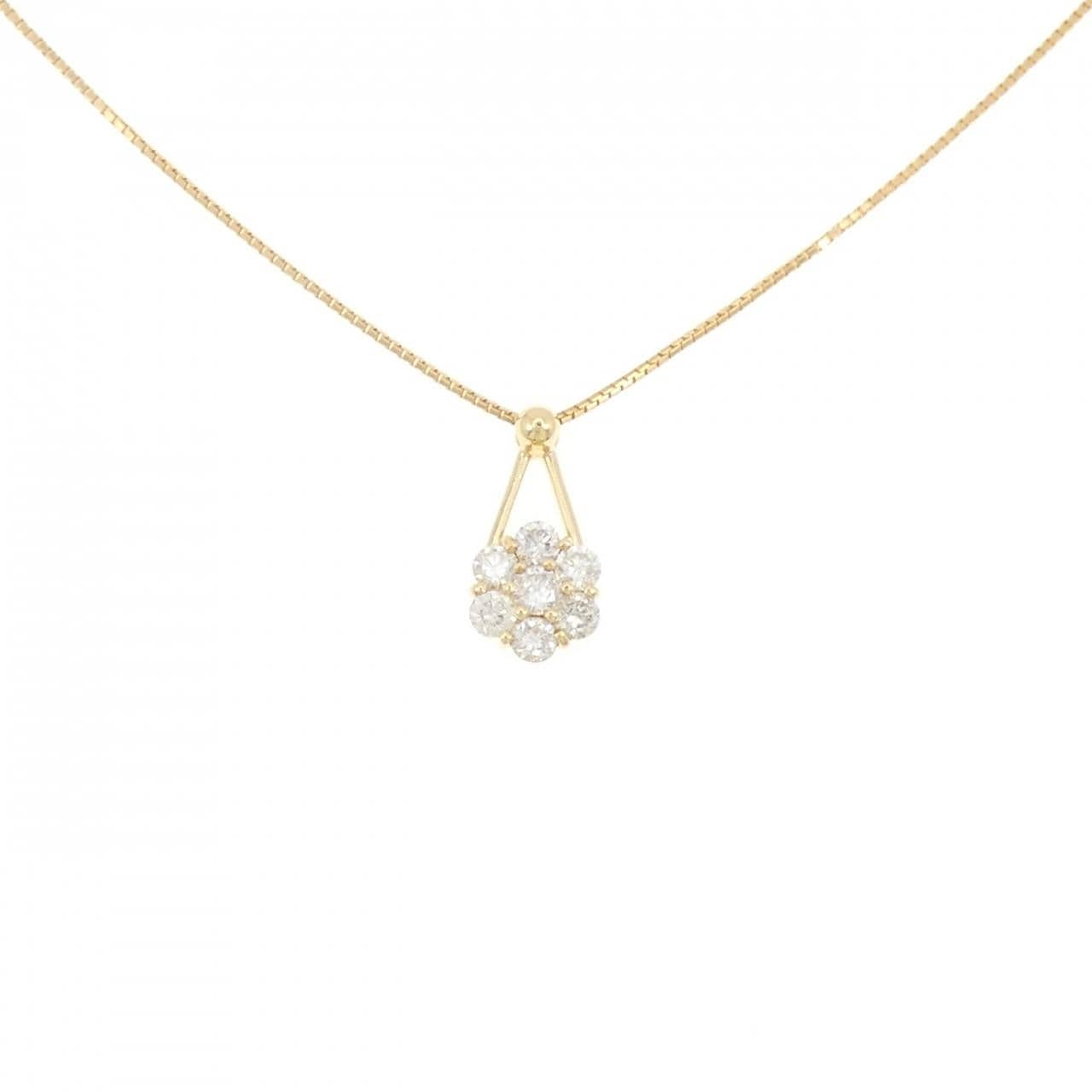 K18YG フラワー ダイヤモンド ネックレス 1.00CT