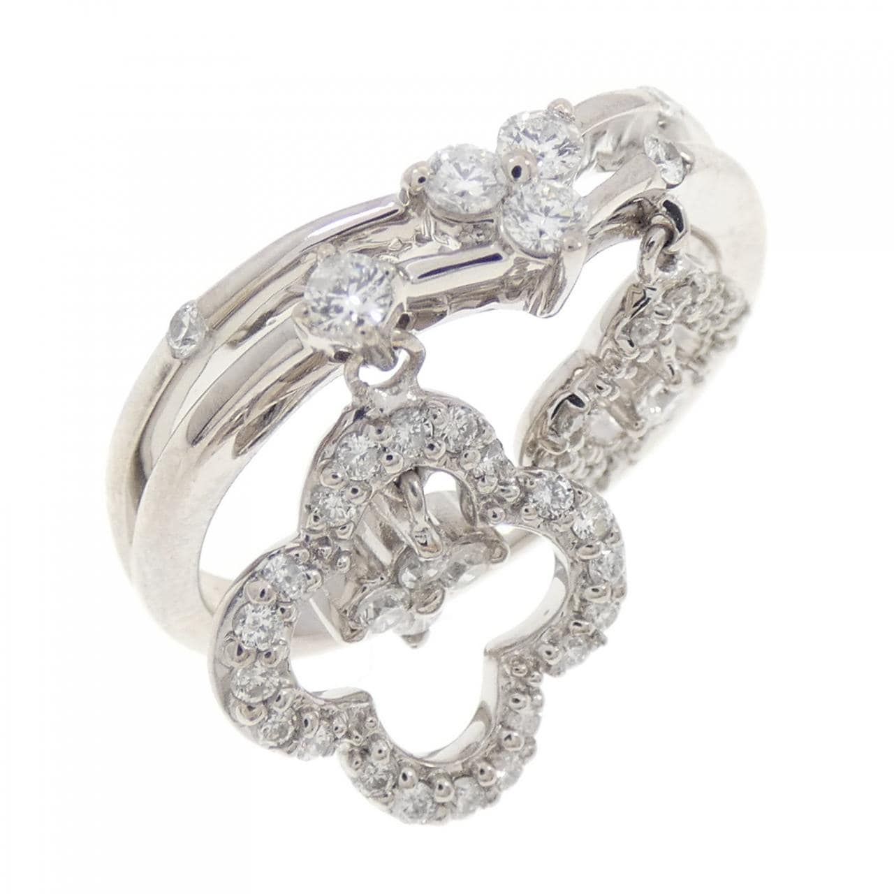 K18WG フラワー ダイヤモンド リング 0.50CT