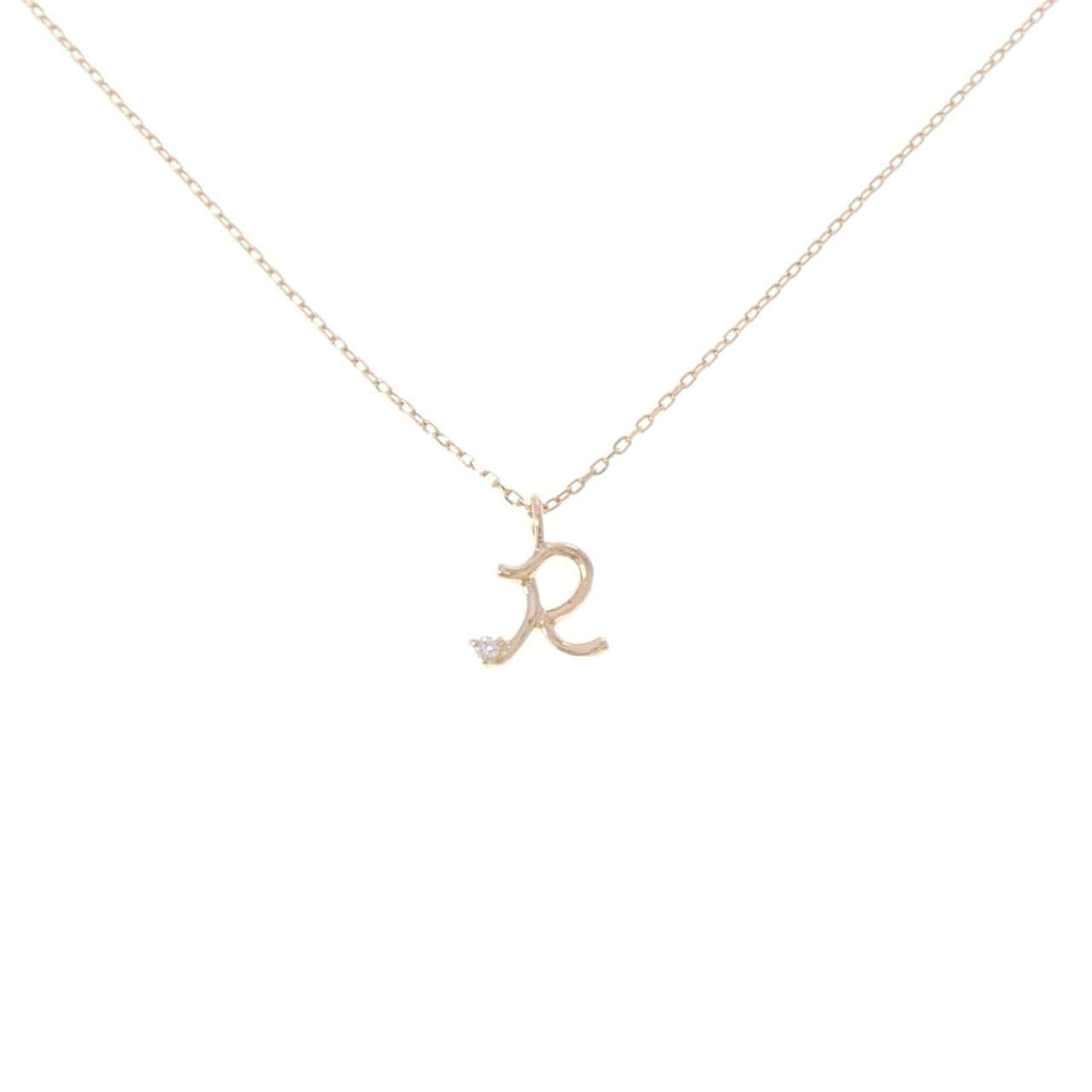 K18PG イニシャルR ダイヤモンド ネックレス 0.01CT